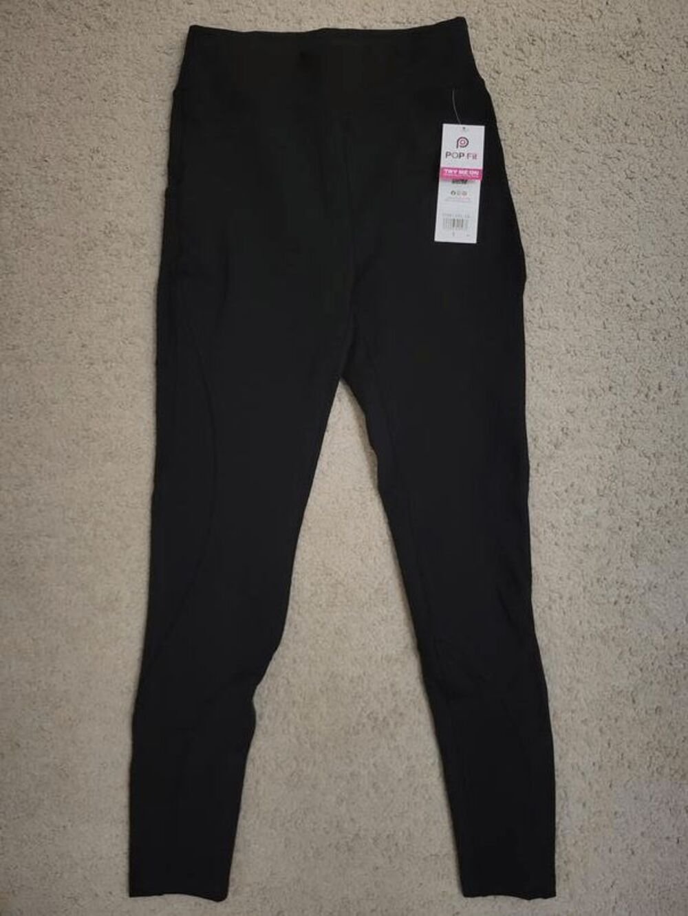 POP FIT Women’s Black High Rise Leggings With Pockets SIZE S NWT